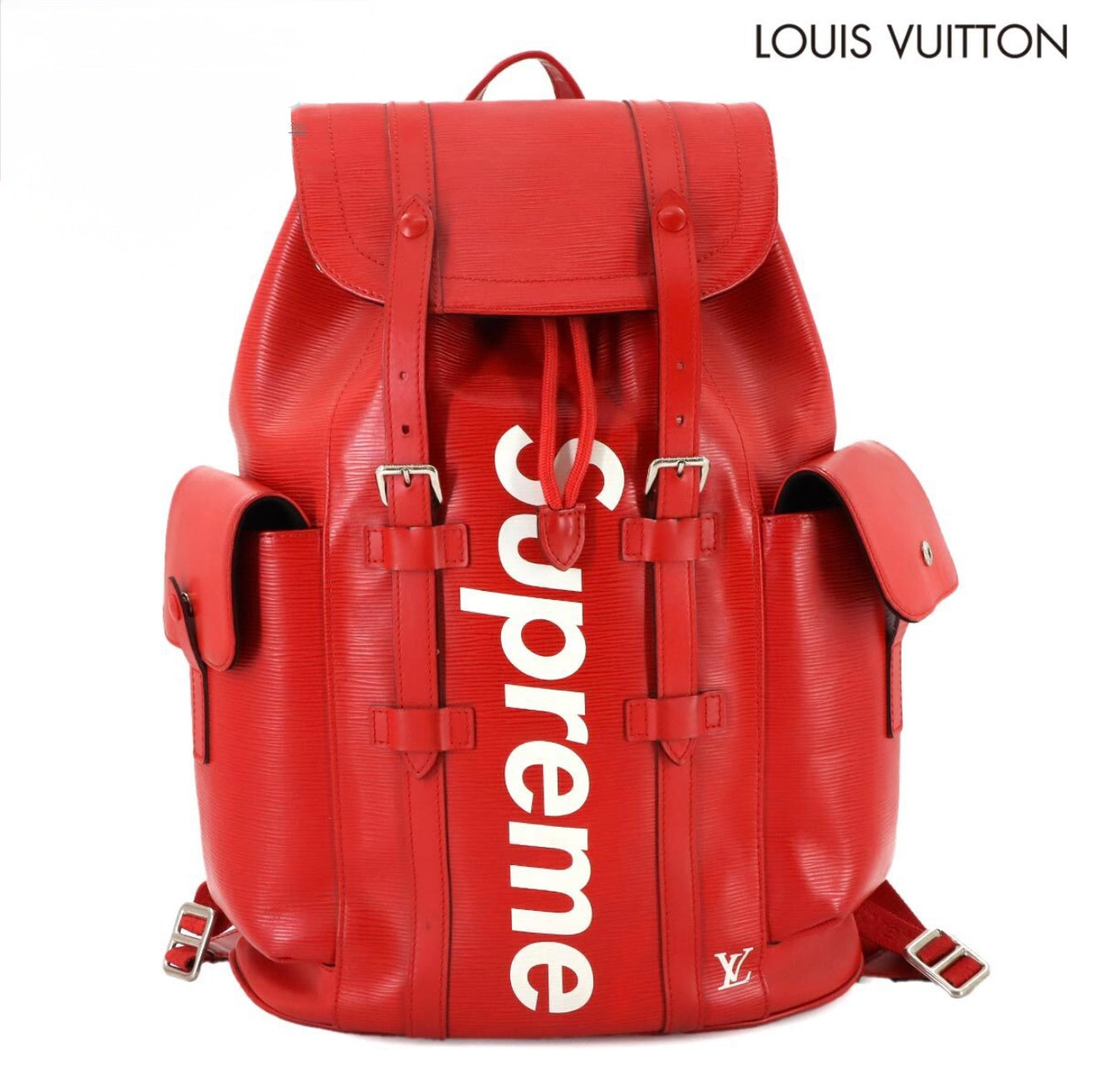 Louis Vuitton × Supreme Epi Christopher PM Backpack Red White M53414 | Limited Edition LV Supreme Collaboration Collector’s Piece