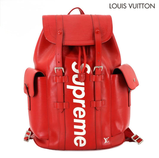 Louis Vuitton × Supreme Epi Christopher PM Backpack Red White M53414 | Limited Edition LV Supreme Collaboration Collector’s Piece