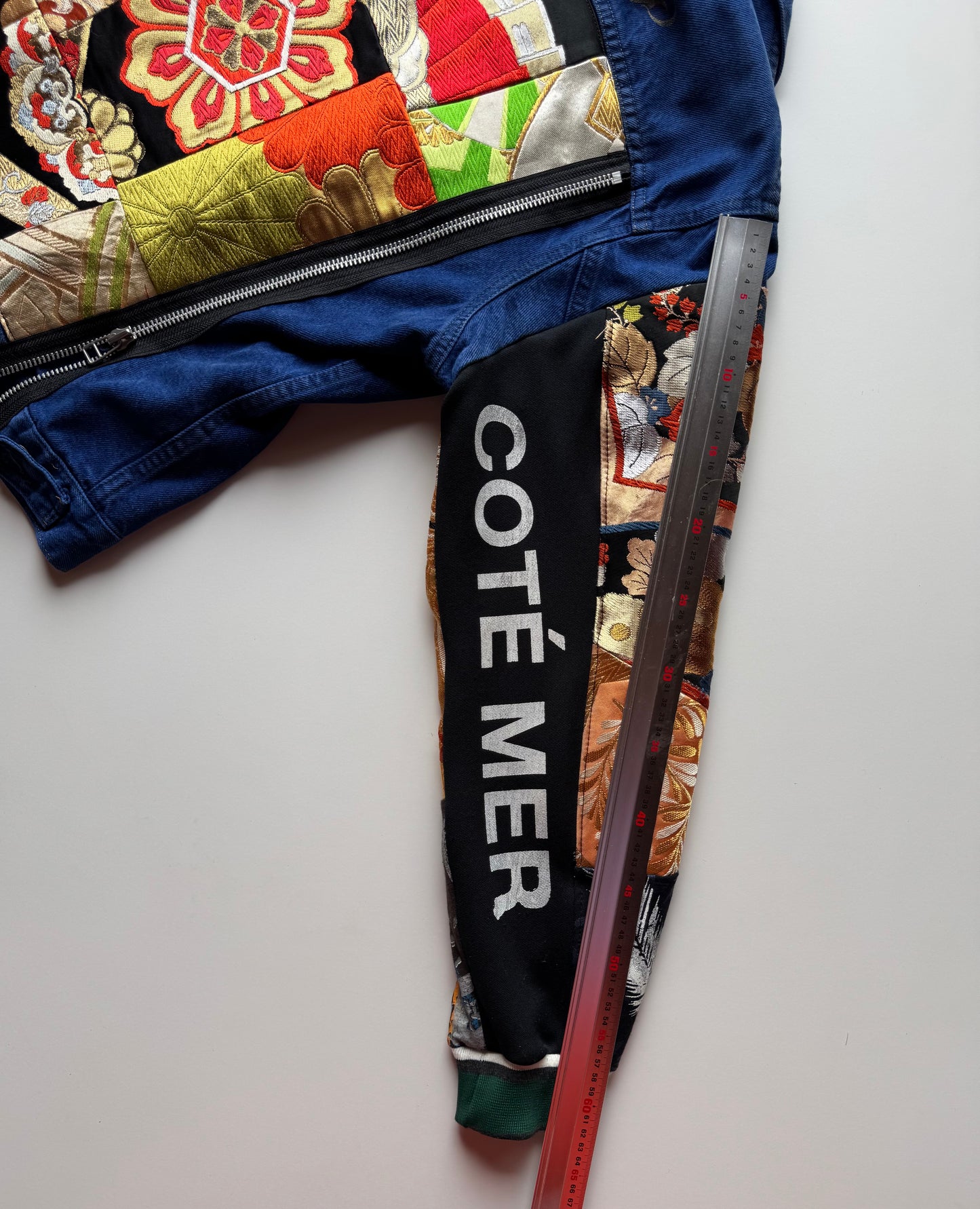 Broke City Gold COTÉ MER Kimono Obi Denim Jacket, One of One Japanese Patchwork Harajuku Streetwear Wagara Remake