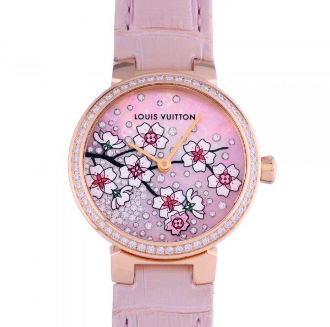 Louis Vuitton Tambour PM Sakura Q1K09 Pink MOP Diamond Sakura Dial Women’s Watch | Limited Edition Luxury Timepiece Japan
