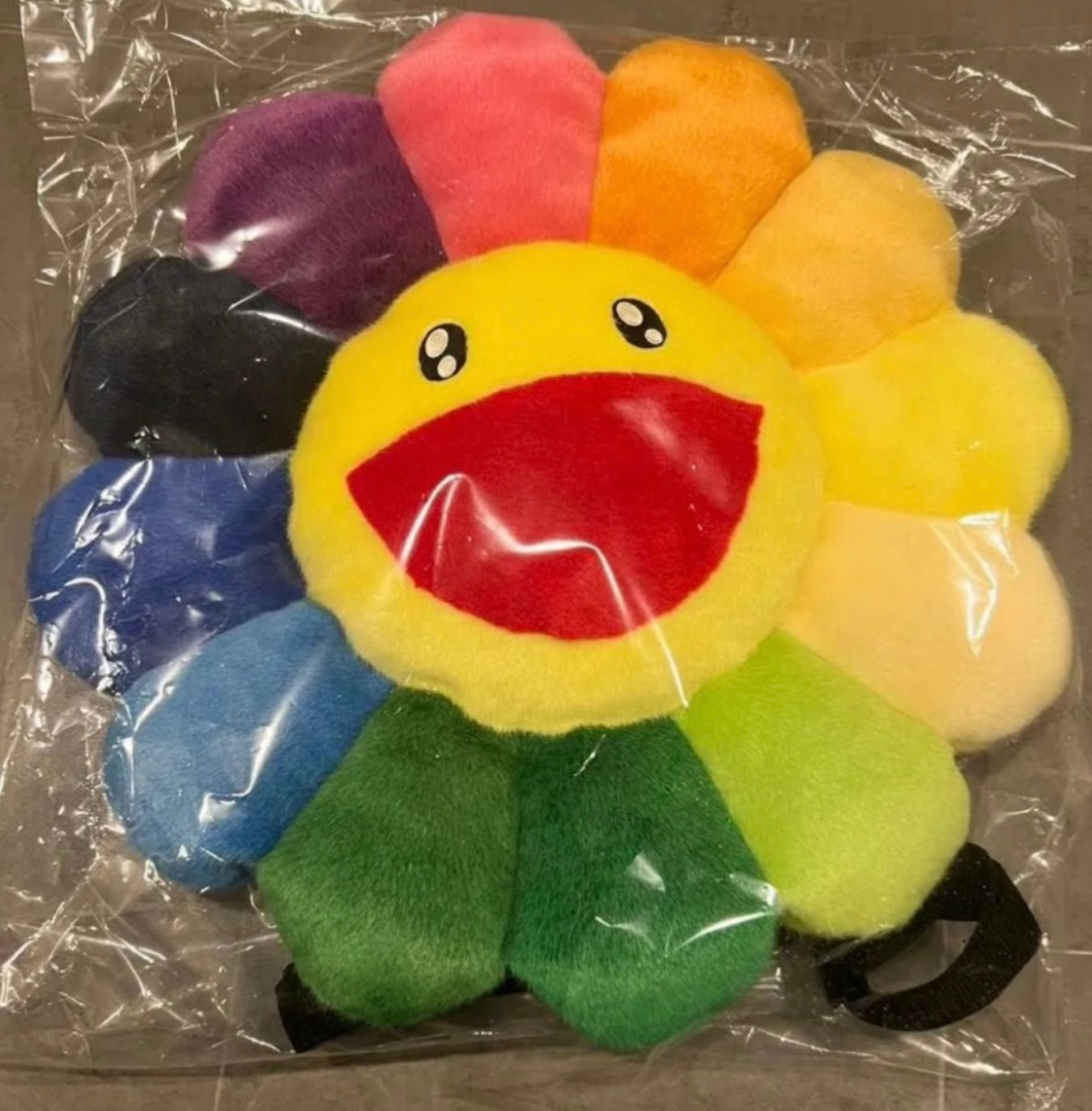 Takashi Murakami Kaikai Kiki Rainbow Flower Plush Backpack · Authentic Collector Soft Sculpture