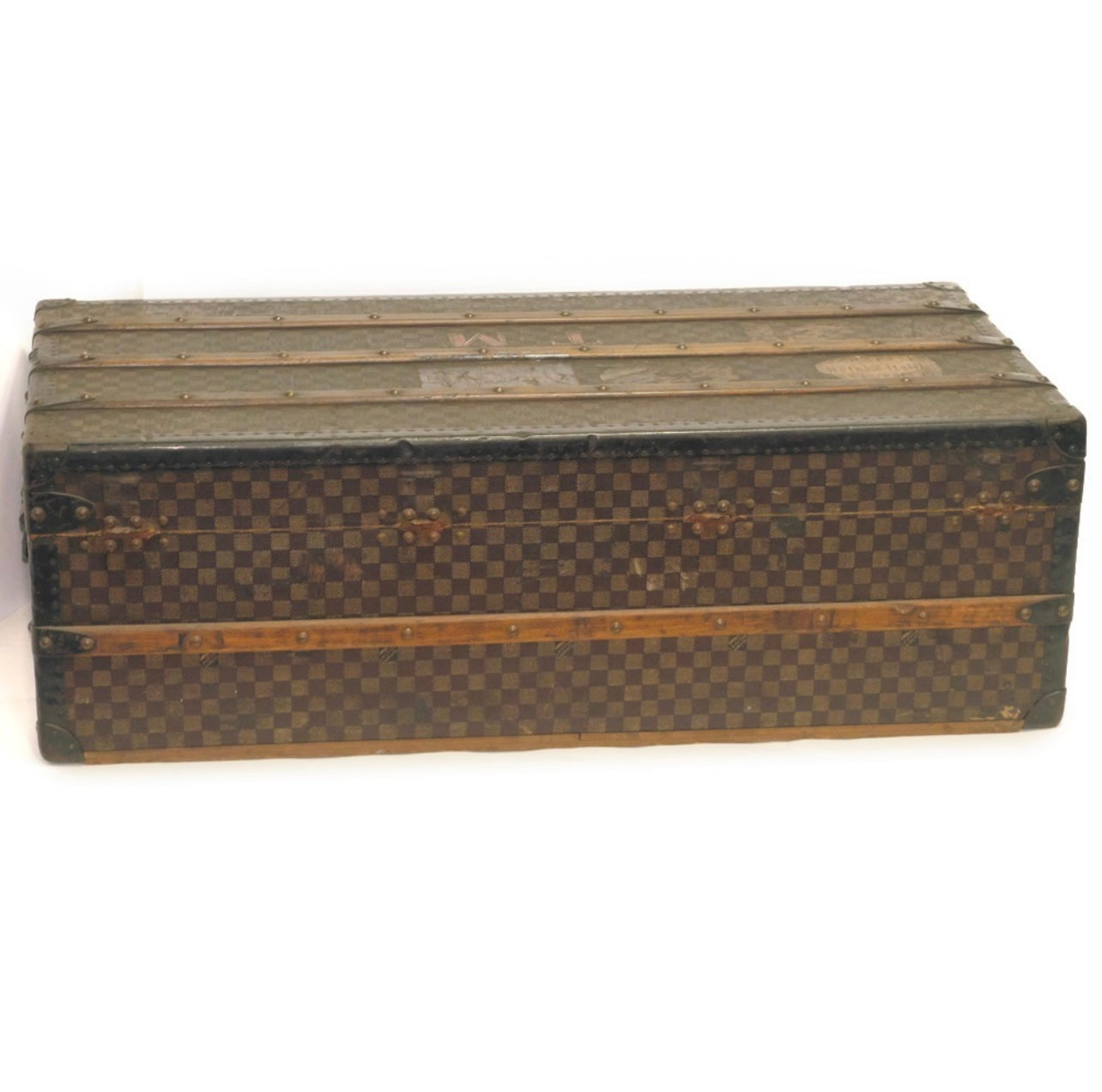 Louis Vuitton 1888–1900 Antique Damier Malle Courrier Trunk | Rare Early LV Travel Chest | Original Hardware & Initials T.M.