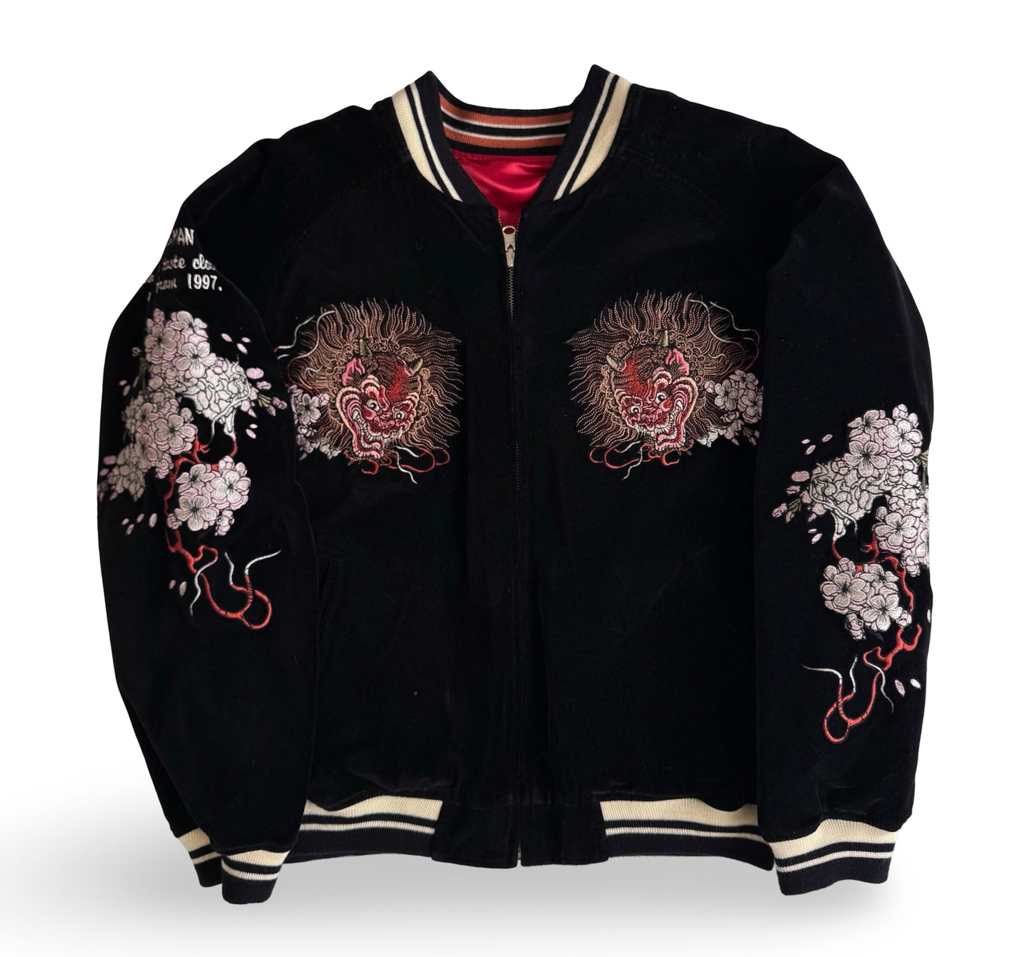 Tedman ×Tedman Clothing Efu-Shokai BRM Shuten-Dōji “King of Ogre” Reversible Velvet Sukajan (Ryūtaro Red Reverse)