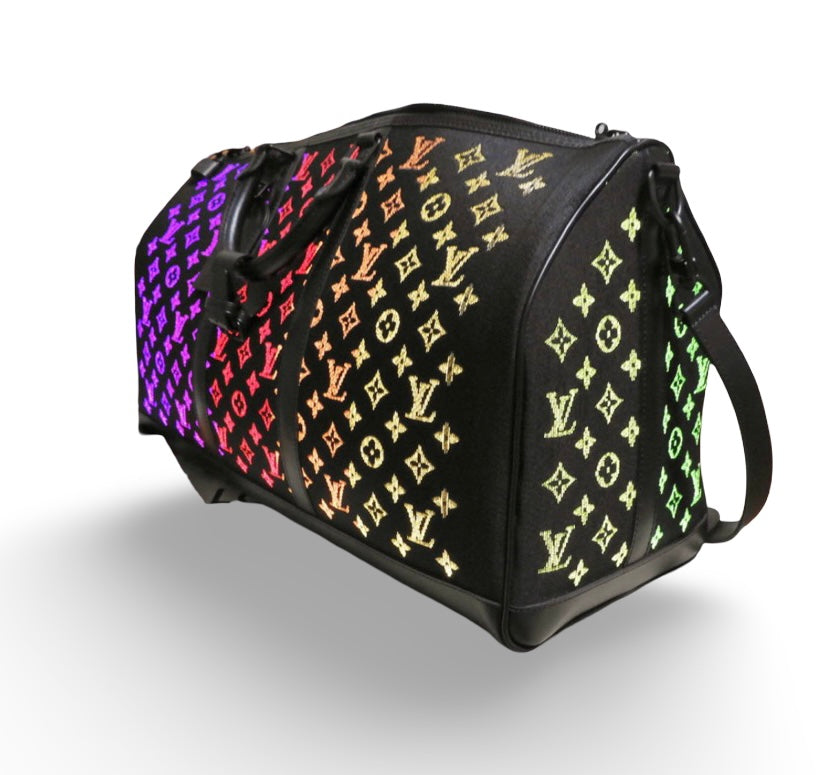 Louis Vuitton Keepall 50 Light-Up Rainbow LED Monogram Black Grail Bag M44770 Ultra Rare Collector Travel LV