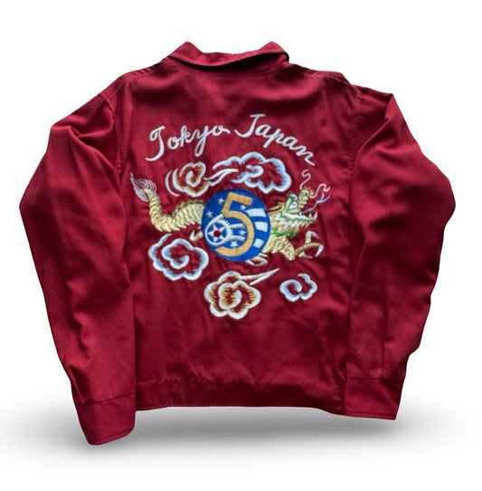 Vintage Tailor Toyo Japan 5th Air Force Dragon Souvenir Jacket M, Red Tokyo Embroidered Military Tour Jacket