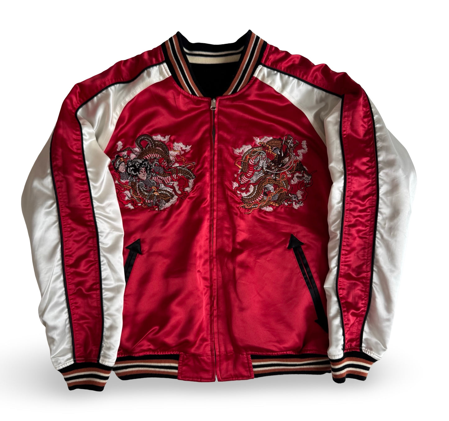 Tedman ×Tedman Clothing Efu-Shokai BRM Shuten-Dōji “King of Ogre” Reversible Velvet Sukajan (Ryūtaro Red Reverse)