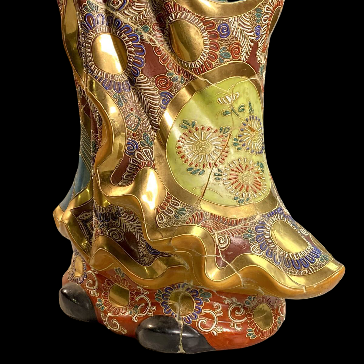 Large Kutani-Style Japanese Polychrome Figure, Daruma Monk Buddha Scholar / Immortal Motif, Monumental Display Sculpture (77 cm)