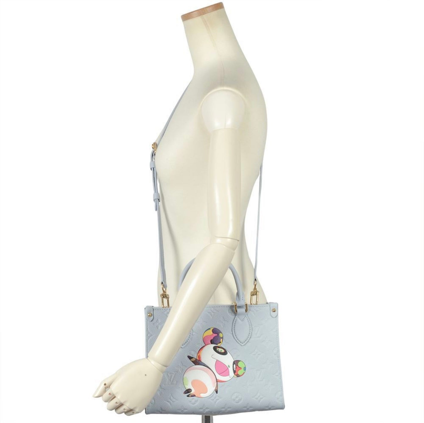 Louis Vuitton × Takashi Murakami "On The Go" PM M13836 Washed Blue Panda Monogram Empreinte Leather RFID Limited Edition Bag