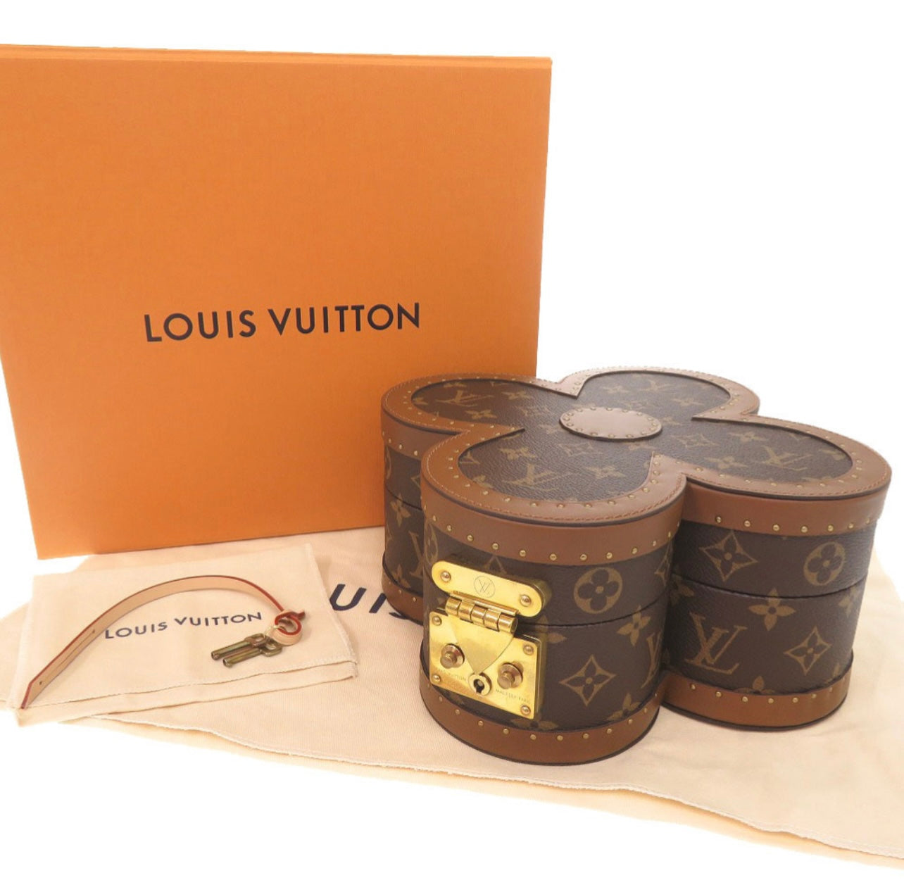 Louis Vuitton Blooming Flower Jewelry Box M11117 Monogram Canvas Brown Gold Hardware Rare Collectible Trunk-Style Case Unused S-Rank