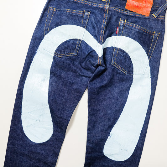 Vintage EVISU Yamane No.2 Selvedge Denim Jeans | White Seagull Gull Print | Made in Japan | W33