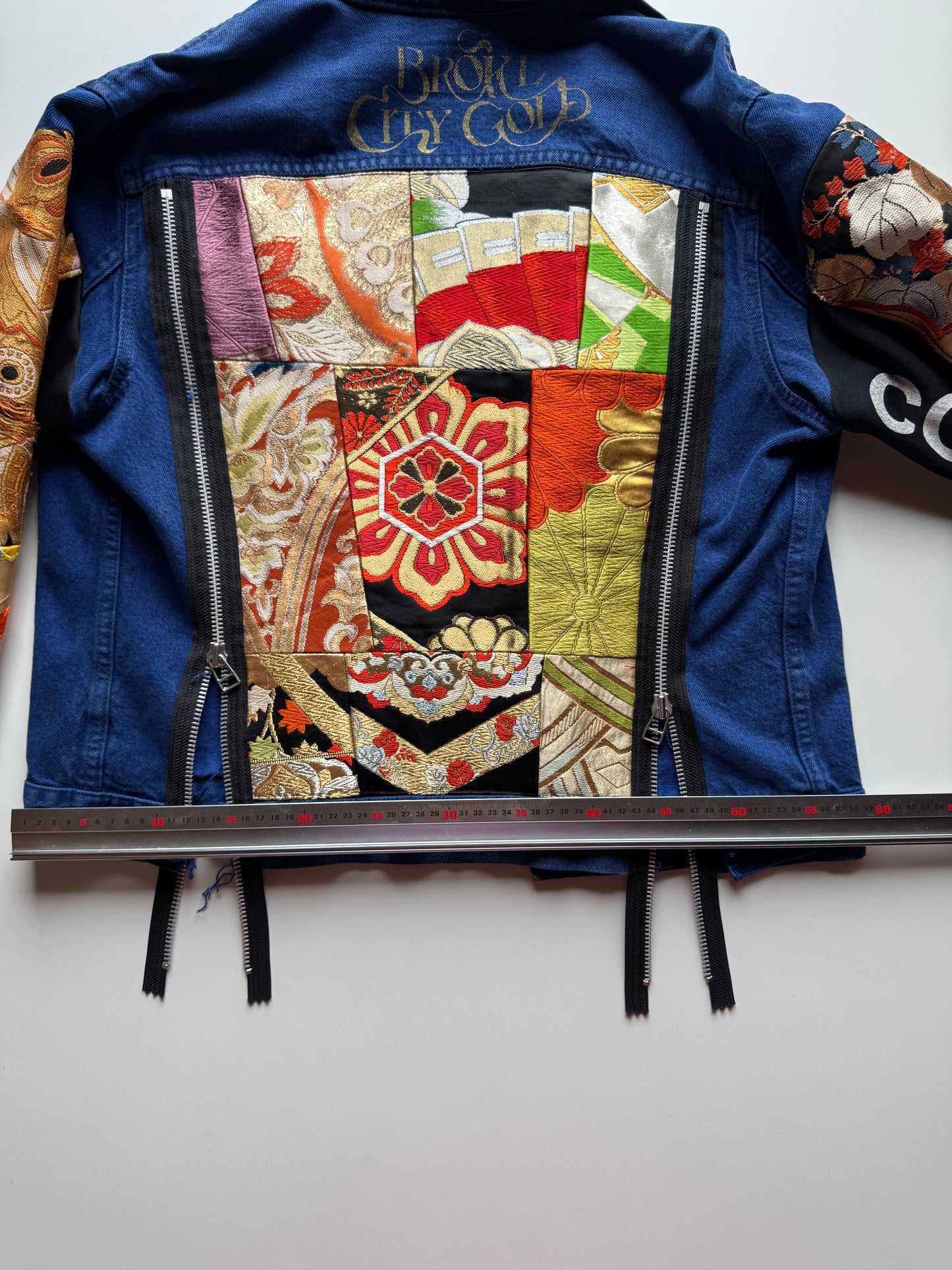 Broke City Gold COTÉ MER Kimono Obi Denim Jacket, One of One Japanese Patchwork Harajuku Streetwear Wagara Remake