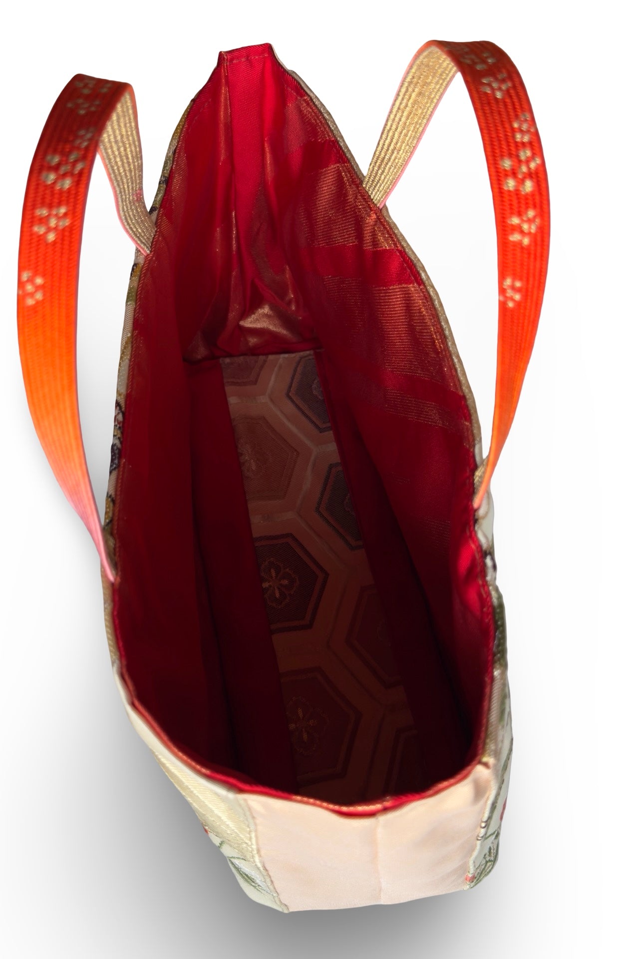 Remake Wagara Heian Court Tote Bag — Genji Monogatari Obi Fabric | Japanese Kimono Tapestry Art Handbag