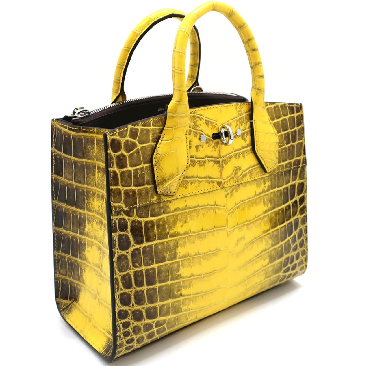 Louis Vuitton City Steamer N94977 Jaune Sahara Exotic Crocodile Leather Bag Yellow Croco Handbag Shoulder Strap VIP Edition Full Set Luxury