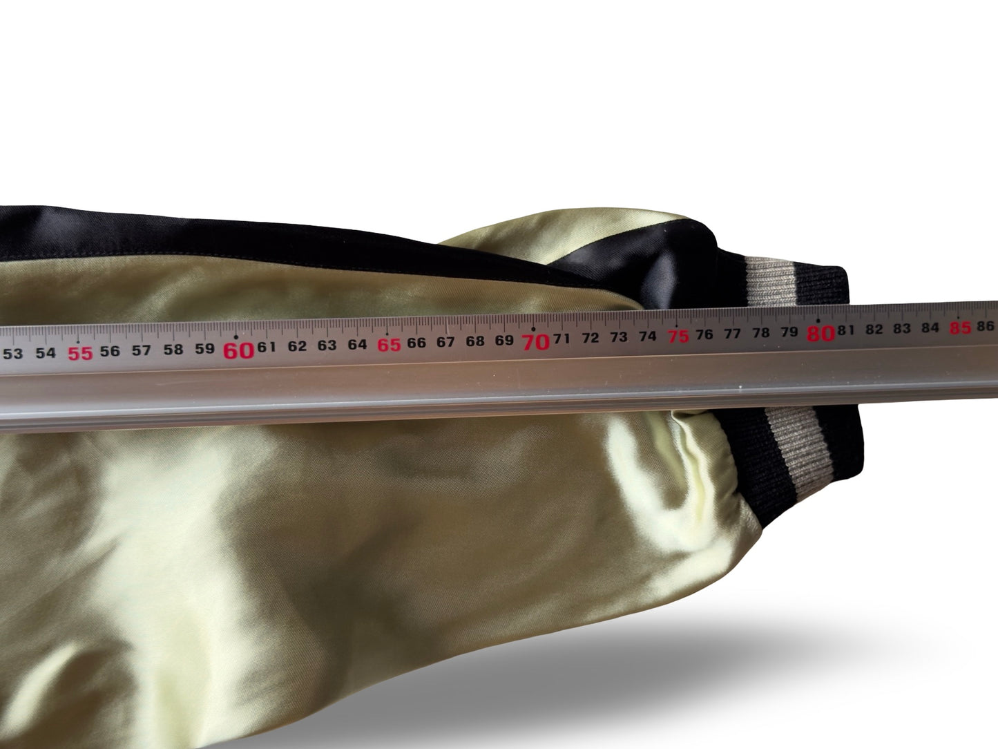 Vintage Japanese Sukajan Jacket – Godzilla × Mothra Embroidery • Kaiju Souvenir Jacket • Black & Gold Satin Bomber (One-Side Emblem)