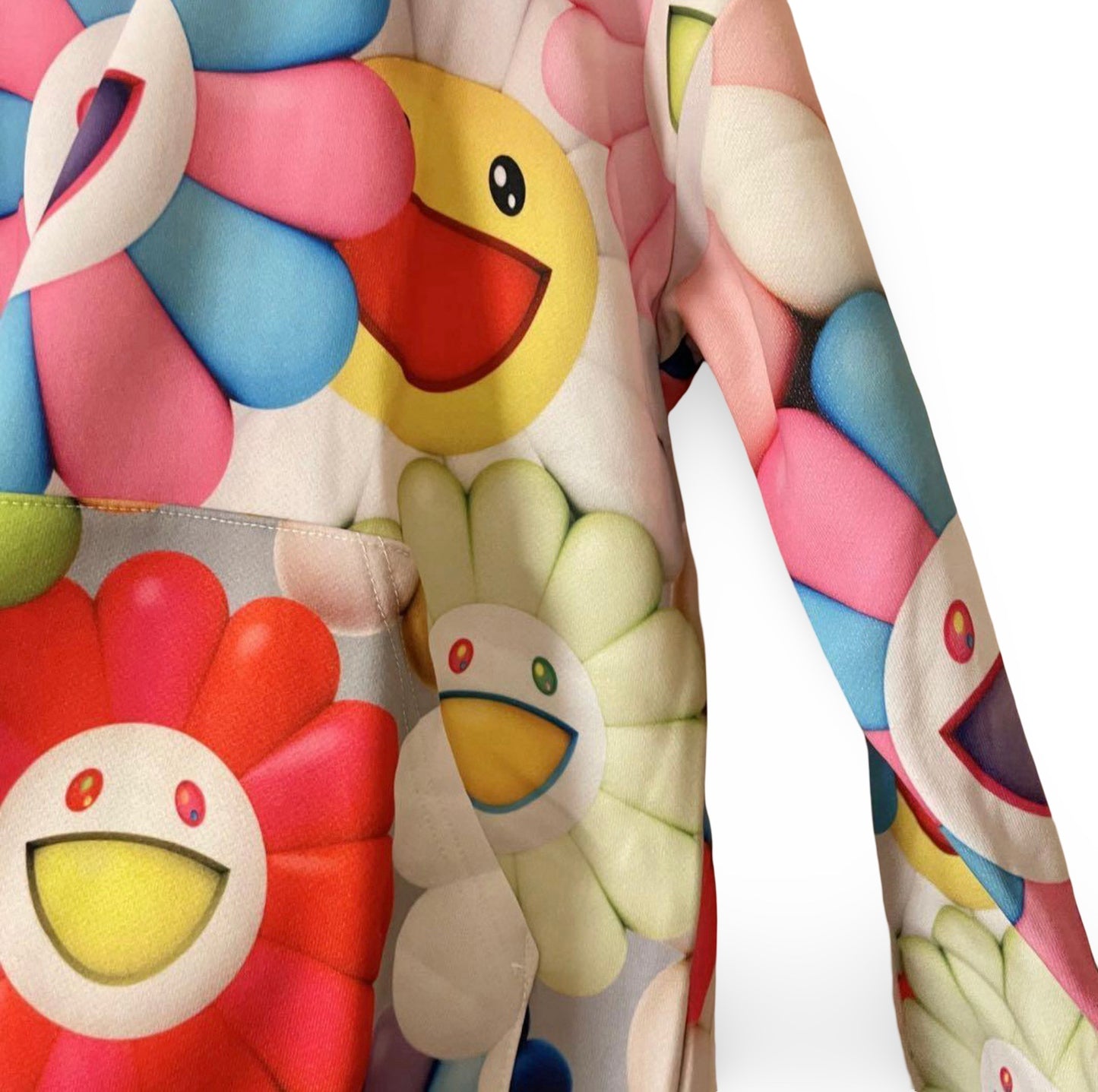 J Balvin × Takashi Murakami Kaikai Kiki All Over Flowers Hoodie 20AW Multicolor Smiling Flower Print XS
