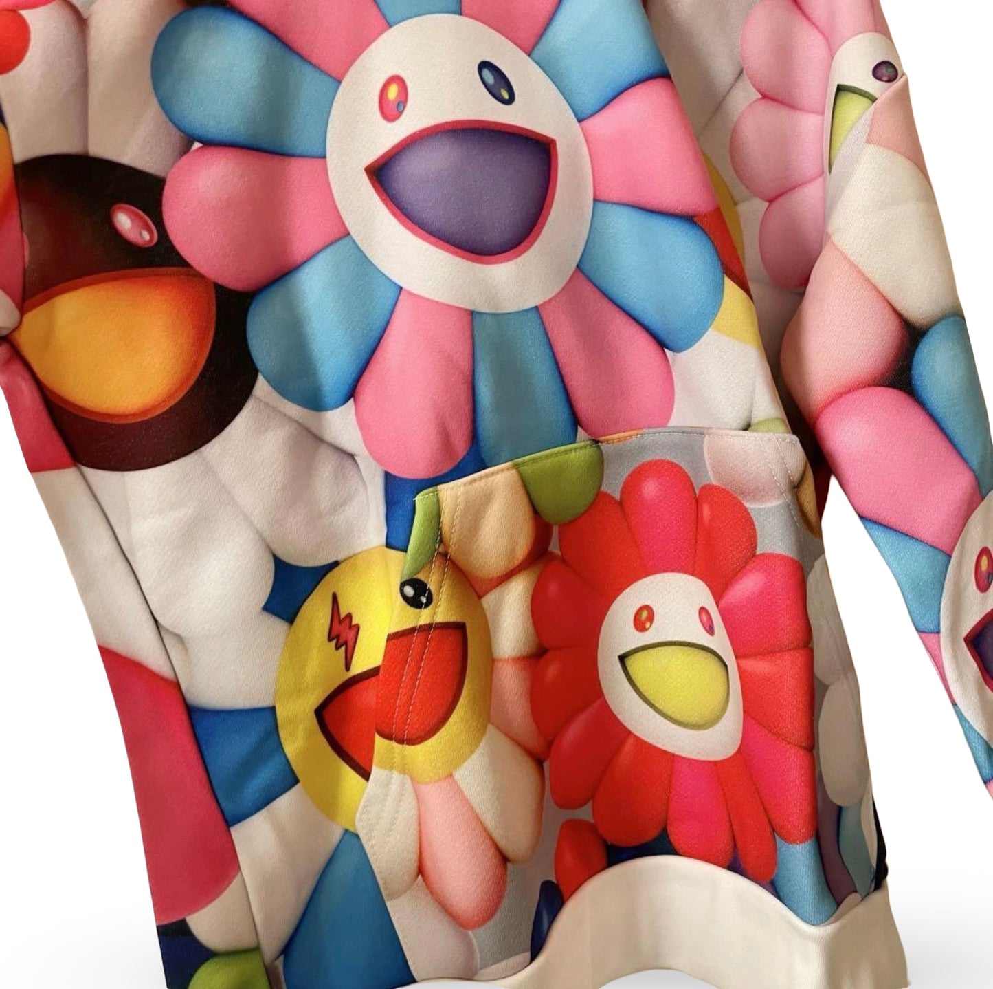 J Balvin × Takashi Murakami Kaikai Kiki All Over Flowers Hoodie 20AW Multicolor Smiling Flower Print XS