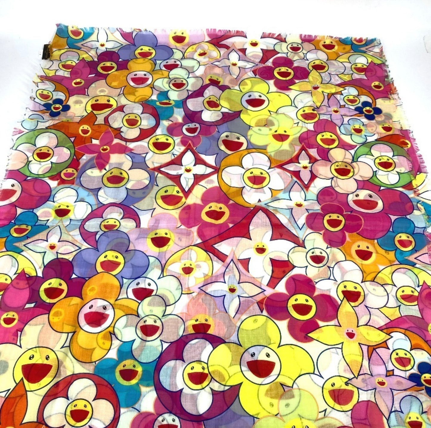 Louis Vuitton × Takashi Murakami Cosmic Blossom Pareo M72515 Pink Multicolor LV Flower Shawl Rare Collector Art Scarf