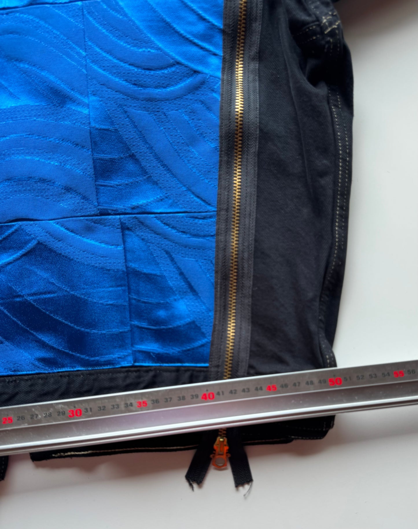 Vintage Levi's Black Denim Jacket with Indigo Seigaiha Silk Panel | Japanese Kimono Remake | One of a Kind Wearable Art | M-L