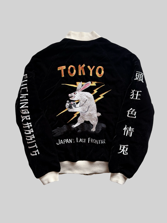 FR2 Fxxking Rabbits Tokyo Sukajan Velvet Jacket Rabbit Embroidery Lightning Japan Streetwear Bomber Japanese Graphic Jacket