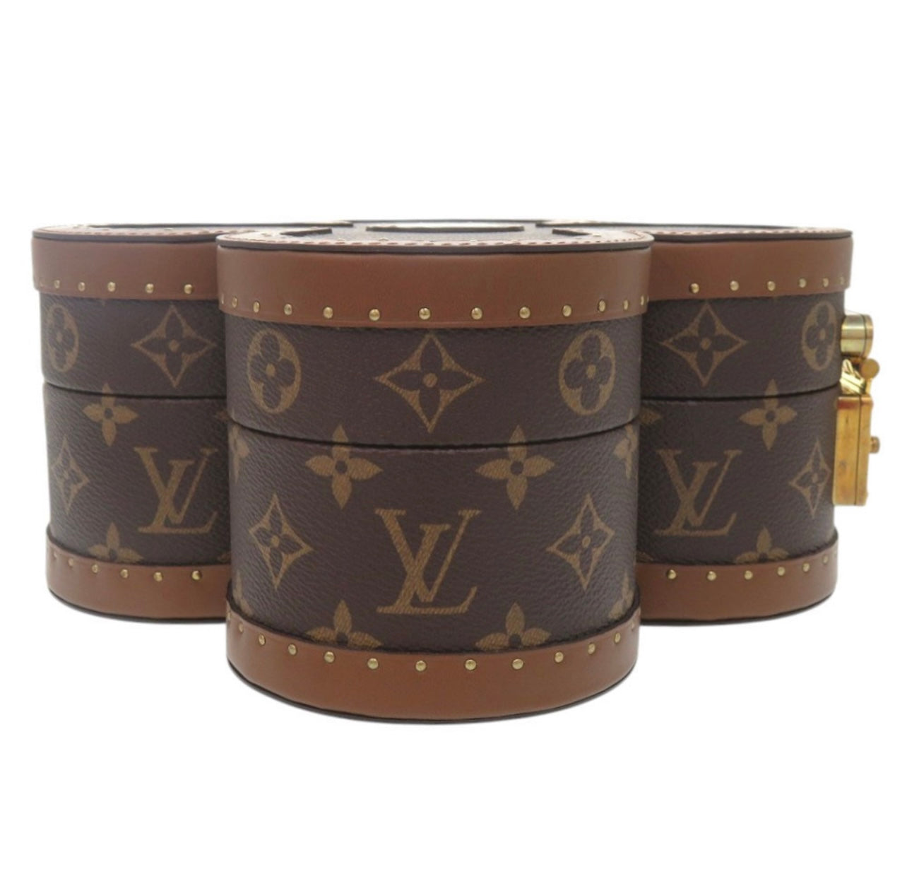 Louis Vuitton Blooming Flower Jewelry Box M11117 Monogram Canvas Brown Gold Hardware Rare Collectible Trunk-Style Case Unused S-Rank