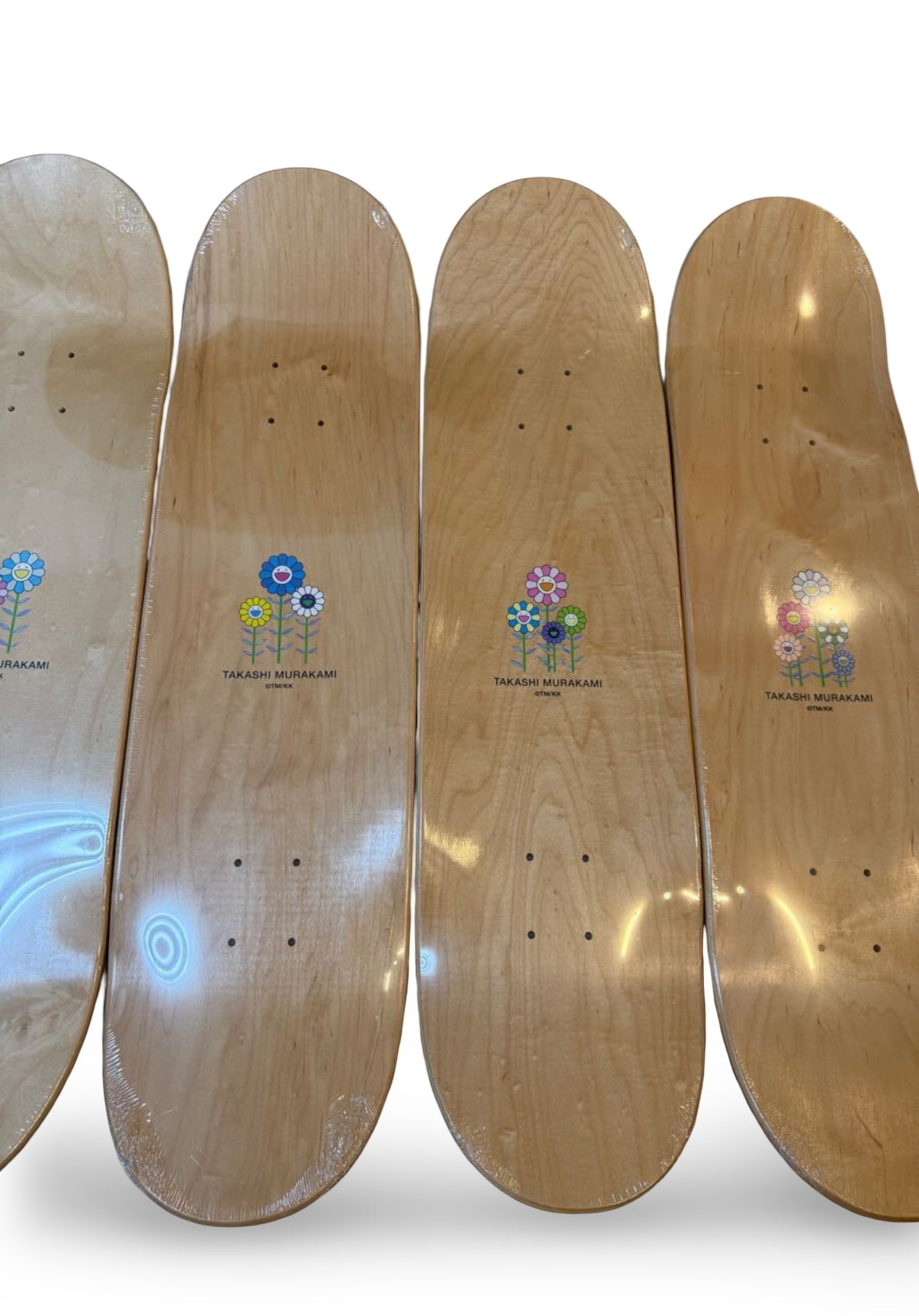 Takashi Murakami 2019 Flower Skateboard Deck Set (5pcs) Kaikai Kiki Tonari no Zingaro Superflat Rainbow Smile Limited Art Boards