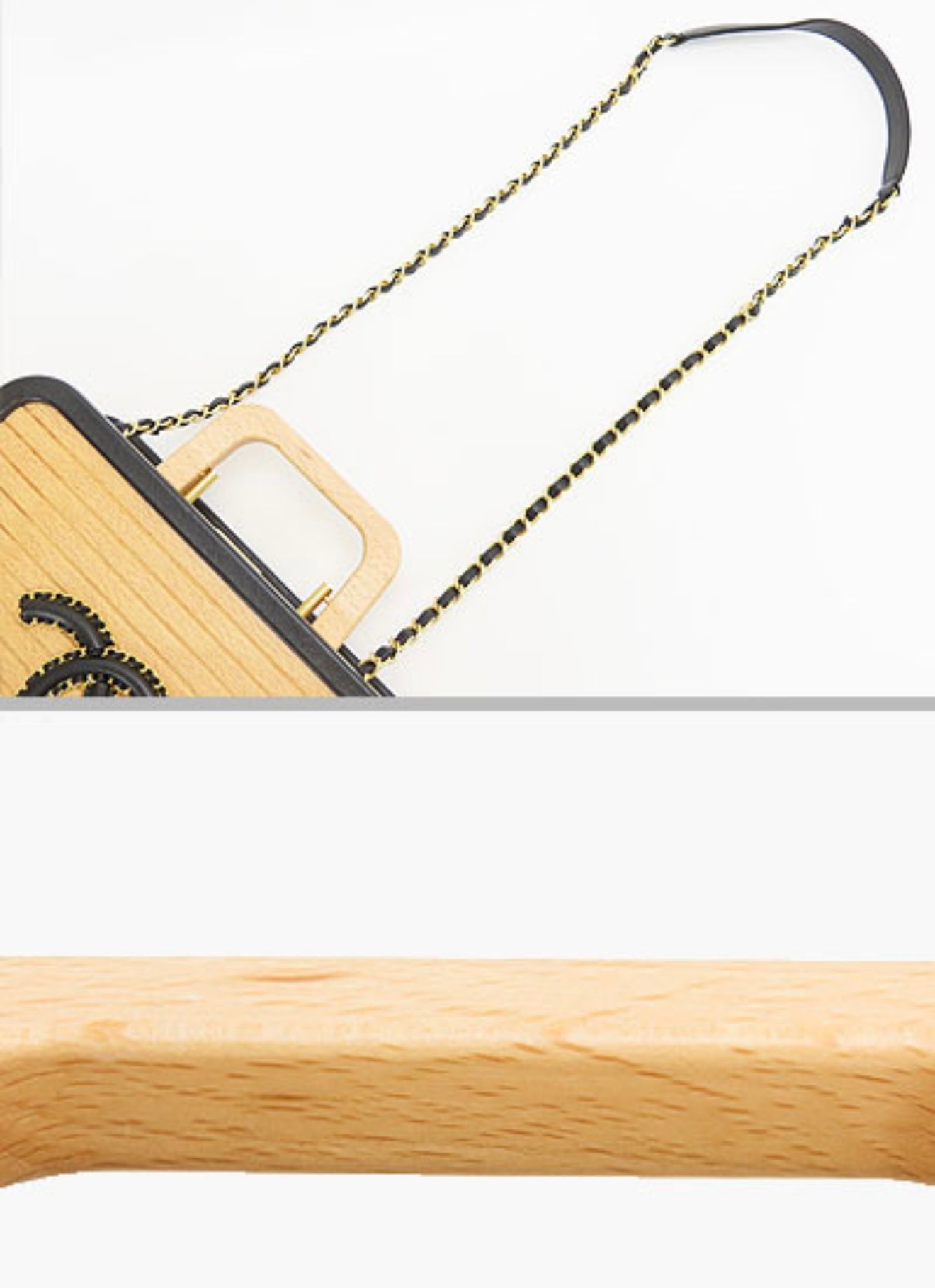 CHANEL Coco Mark Beachwood Large Vanity Case – Rare Wood × Leather 2-Way Vanity Bag with Chain Strap (SA/S Rank)