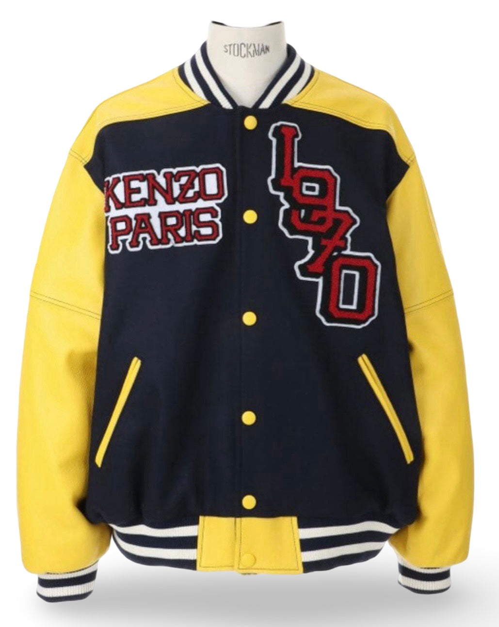 KENZO Paris Vintage Varsity Jacket – Tiger Back Embroidery – Navy & Yellow