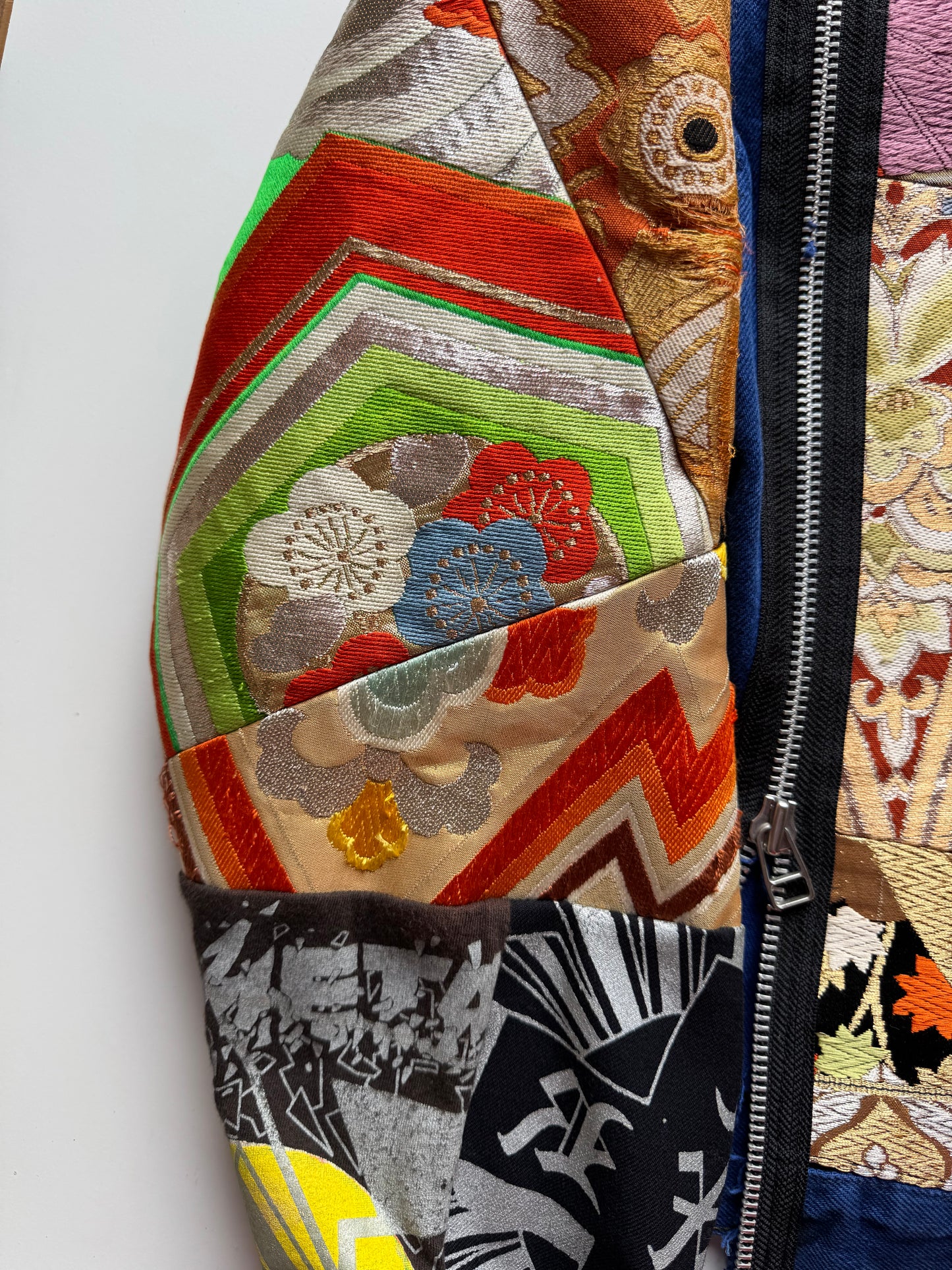 Broke City Gold COTÉ MER Kimono Obi Denim Jacket, One of One Japanese Patchwork Harajuku Streetwear Wagara Remake
