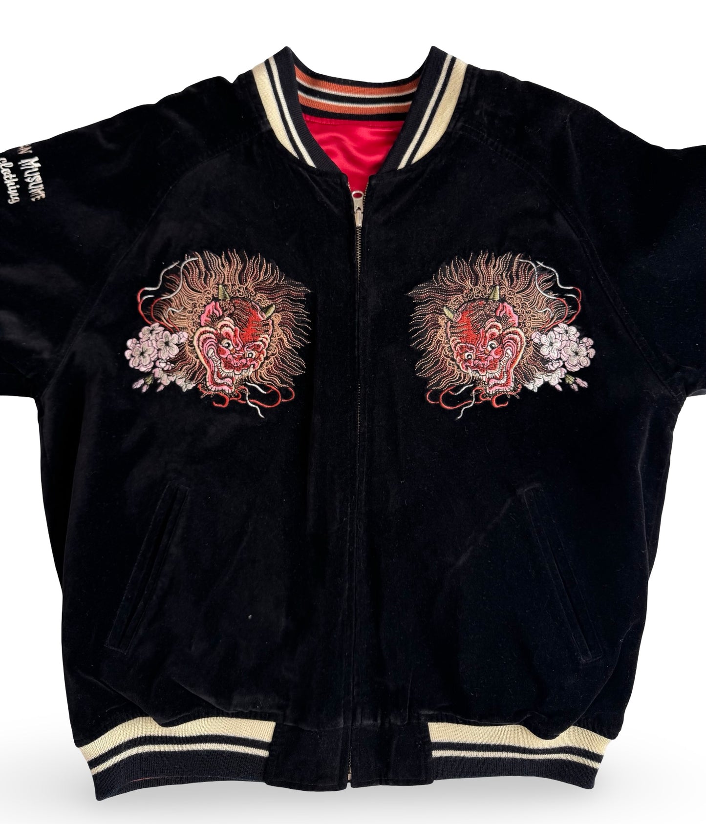 Tedman ×Tedman Clothing Efu-Shokai BRM Shuten-Dōji “King of Ogre” Reversible Velvet Sukajan (Ryūtaro Red Reverse)