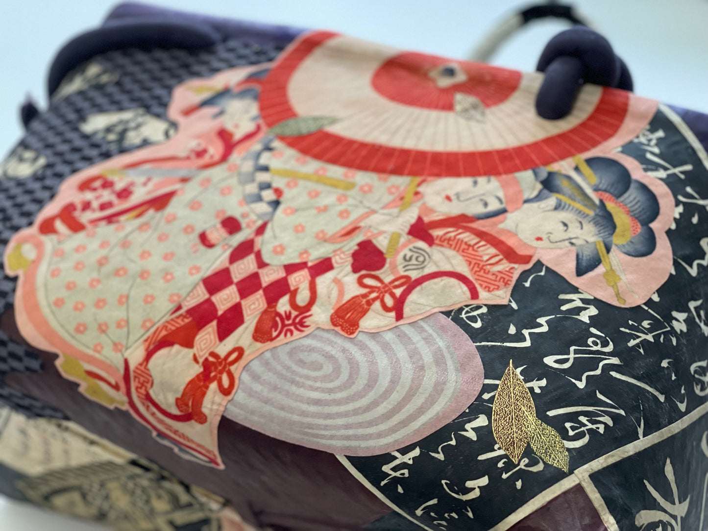 Handmade Japanese Kago Bag Ukiyoe Design