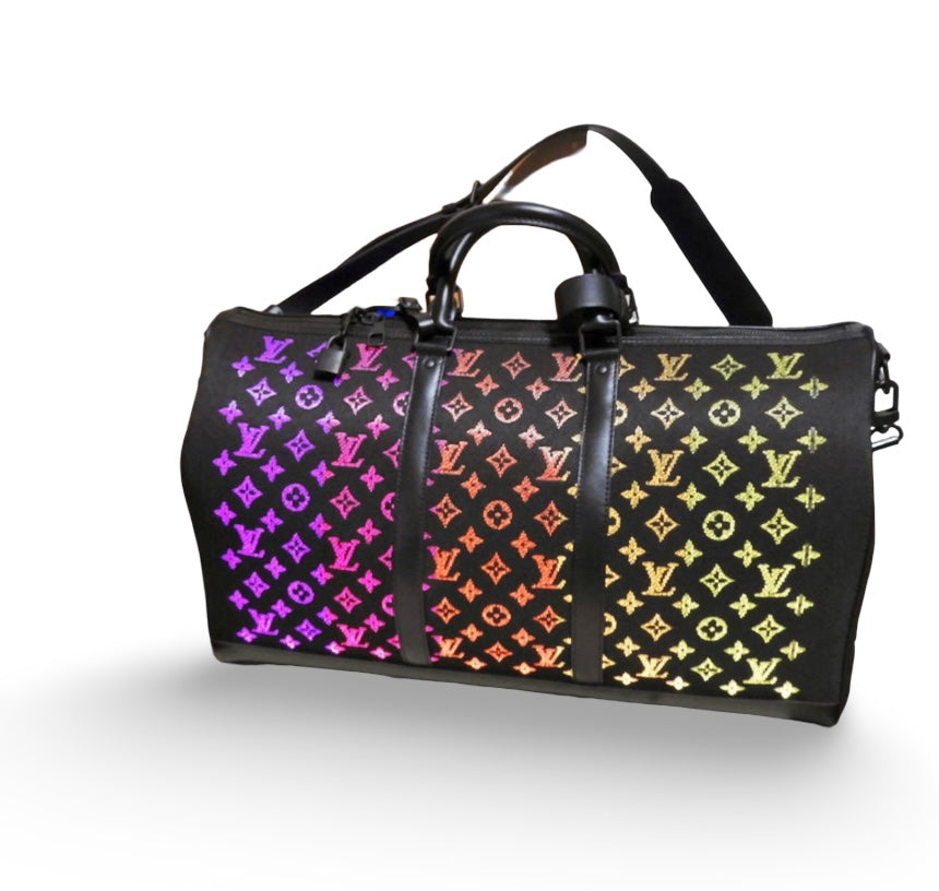 Louis Vuitton Keepall 50 Light-Up Rainbow LED Monogram Black Grail Bag M44770 Ultra Rare Collector Travel LV