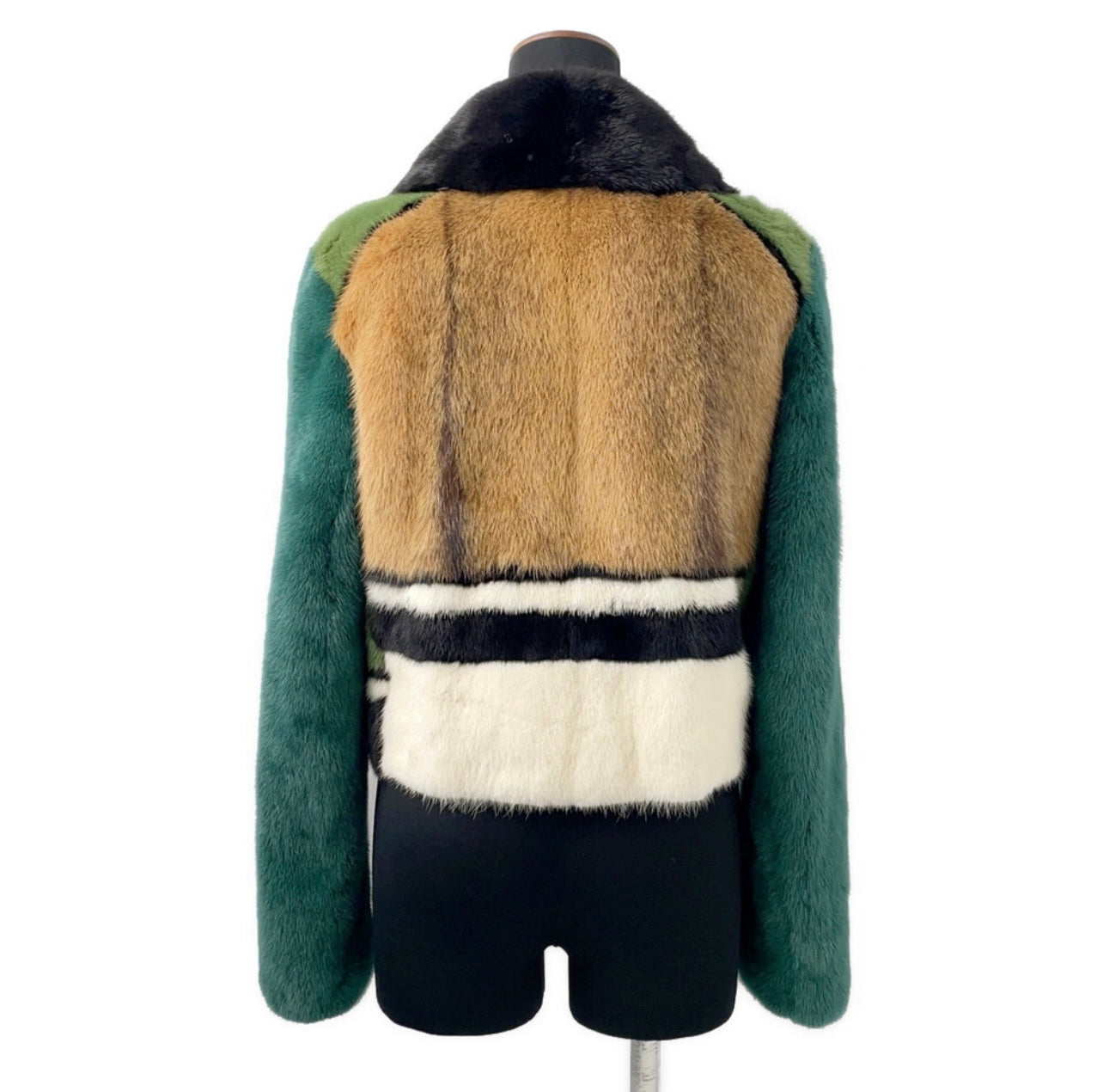 Louis Vuitton Runway Mink Fur Jacket Multicolor Green White Brown Size 36 Couture Outerwear Rare High Fashion LV Collector Piece