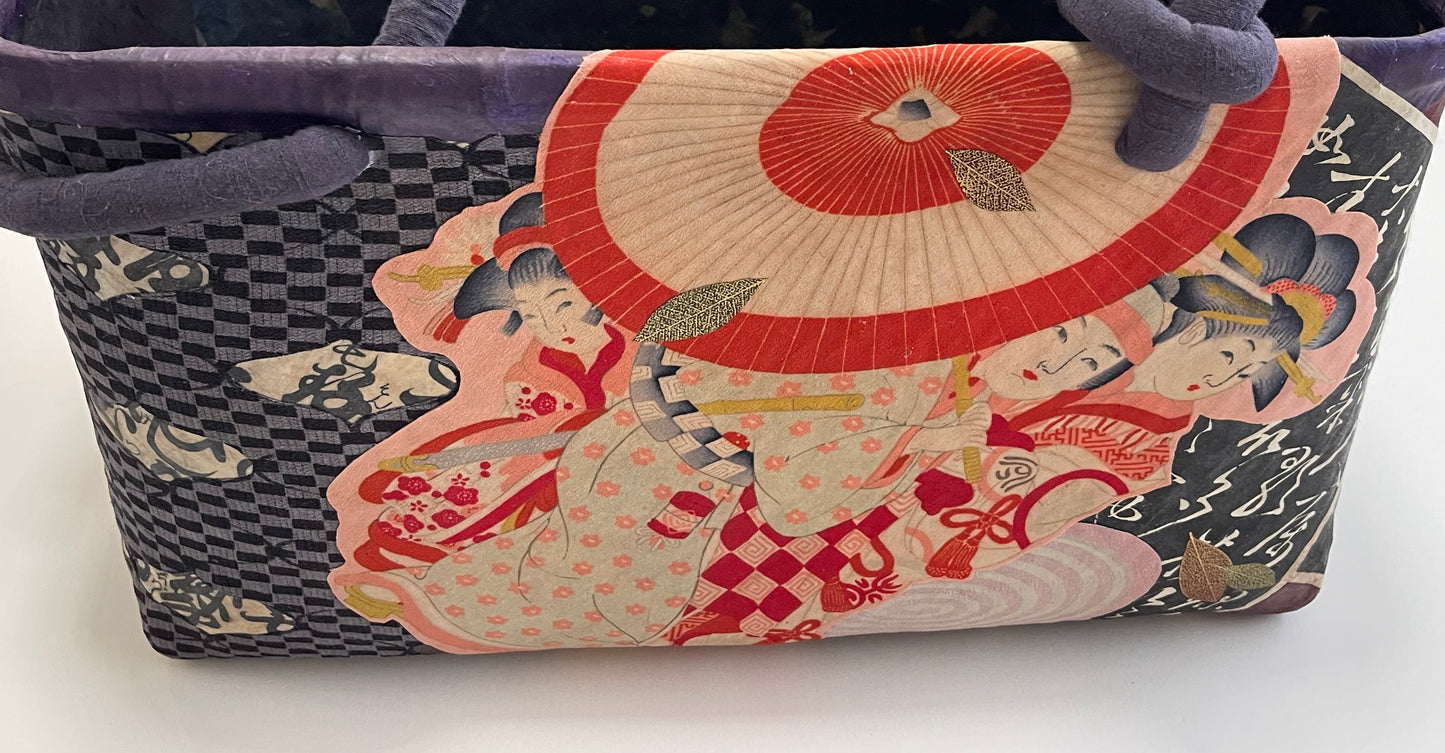 Handmade Japanese Kago Bag Ukiyoe Design