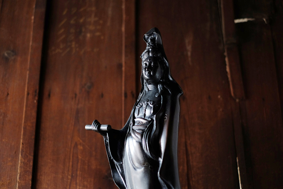 Large Vintage Japanese Kannon Bosatsu Cast Metal Statue | Standing Avalokiteshvara Buddhist Sculpture | 55 cm