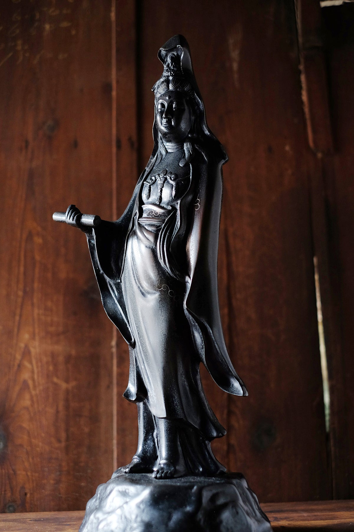 Large Vintage Japanese Kannon Bosatsu Cast Metal Statue | Standing Avalokiteshvara Buddhist Sculpture | 55 cm