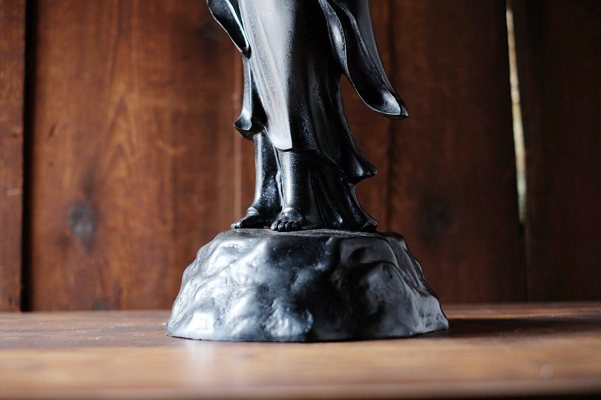 Large Vintage Japanese Kannon Bosatsu Cast Metal Statue | Standing Avalokiteshvara Buddhist Sculpture | 55 cm
