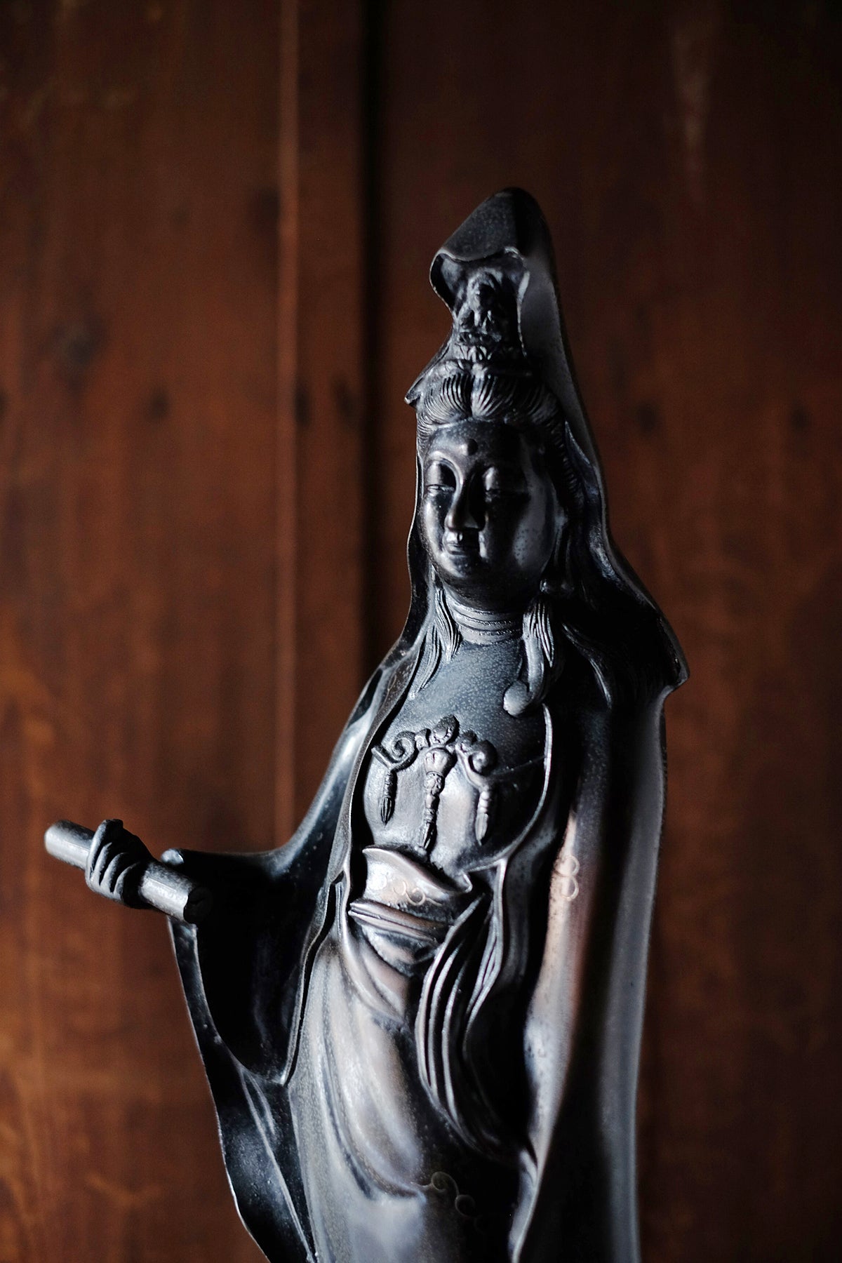 Large Vintage Japanese Kannon Bosatsu Cast Metal Statue | Standing Avalokiteshvara Buddhist Sculpture | 55 cm