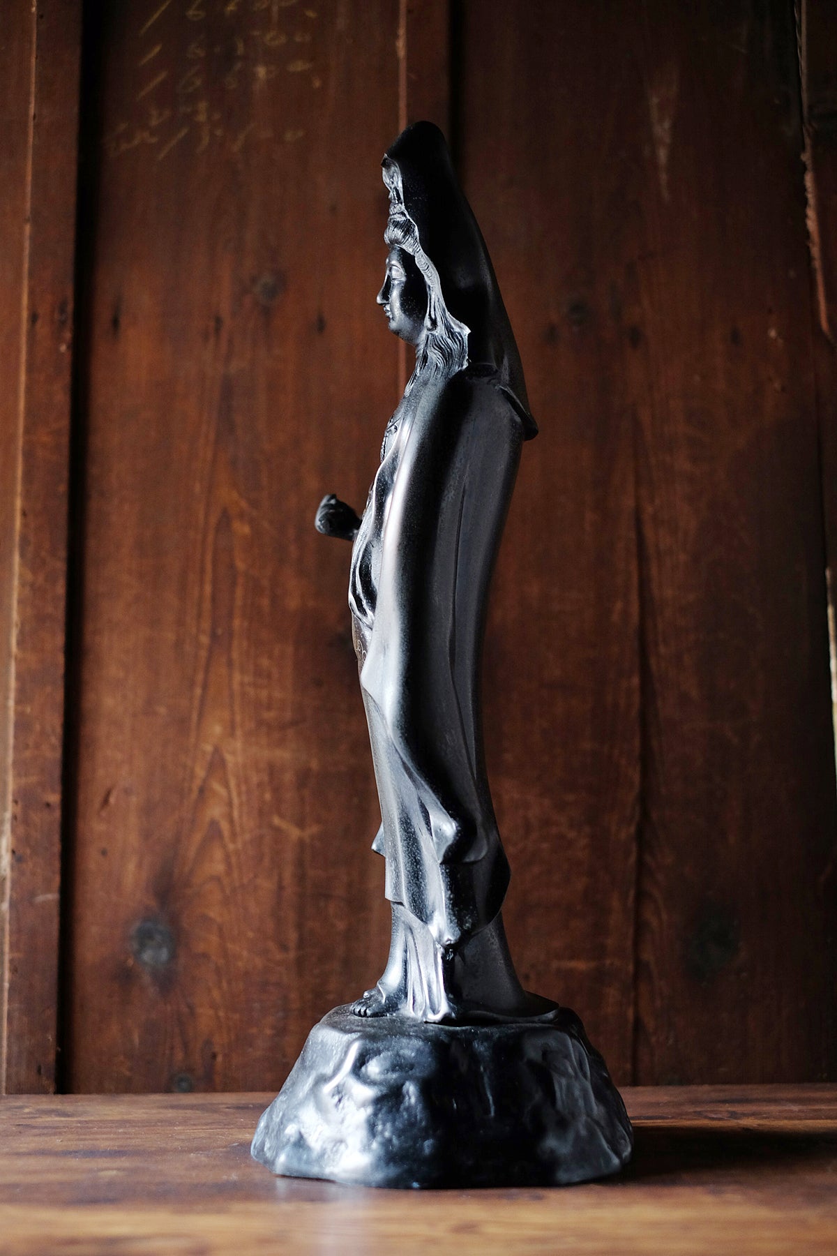 Large Vintage Japanese Kannon Bosatsu Cast Metal Statue | Standing Avalokiteshvara Buddhist Sculpture | 55 cm