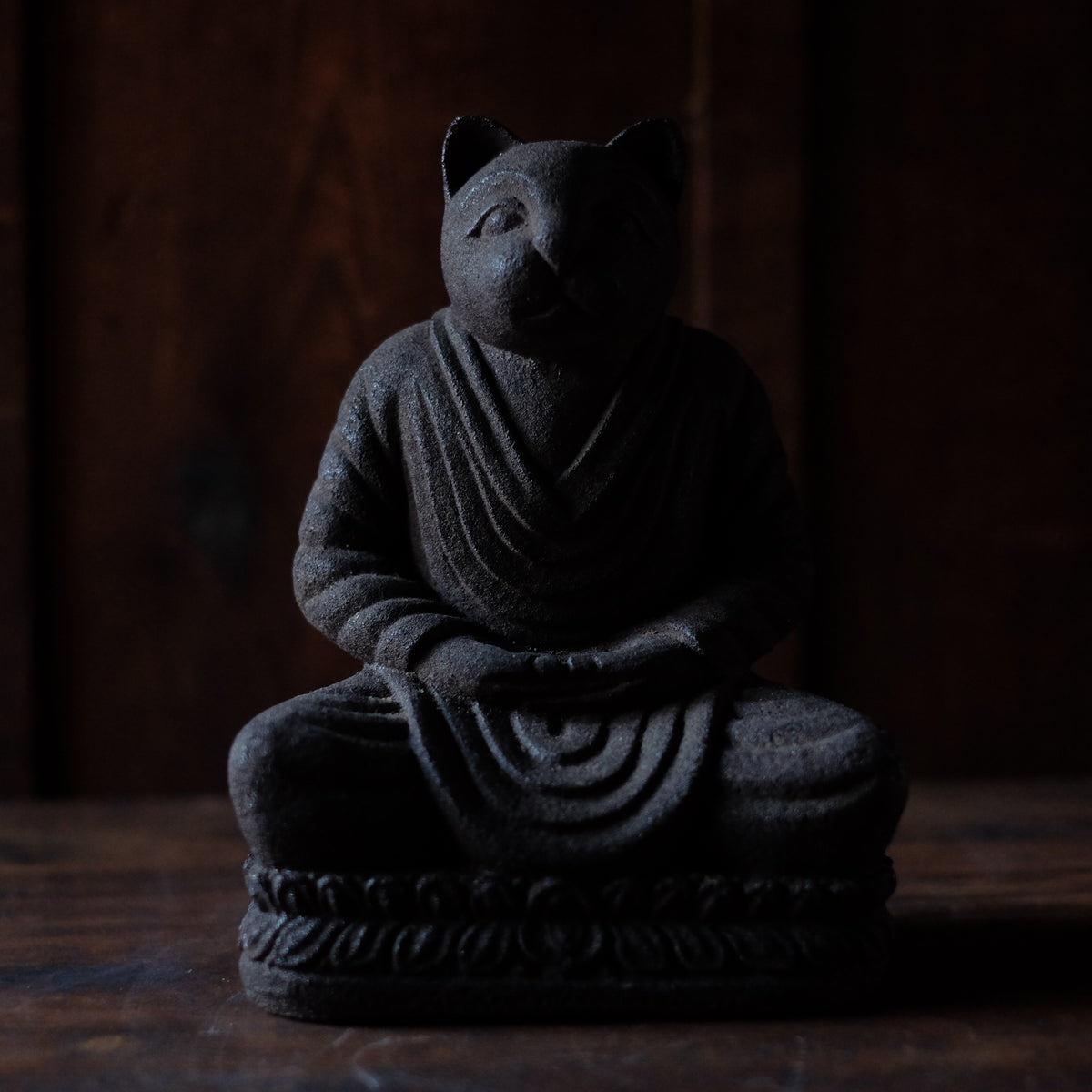 Japanese Sekibutsu Kitsune Fox Buddha Stone Statue | Zen Monk Meditation Sculpture | 20 cm