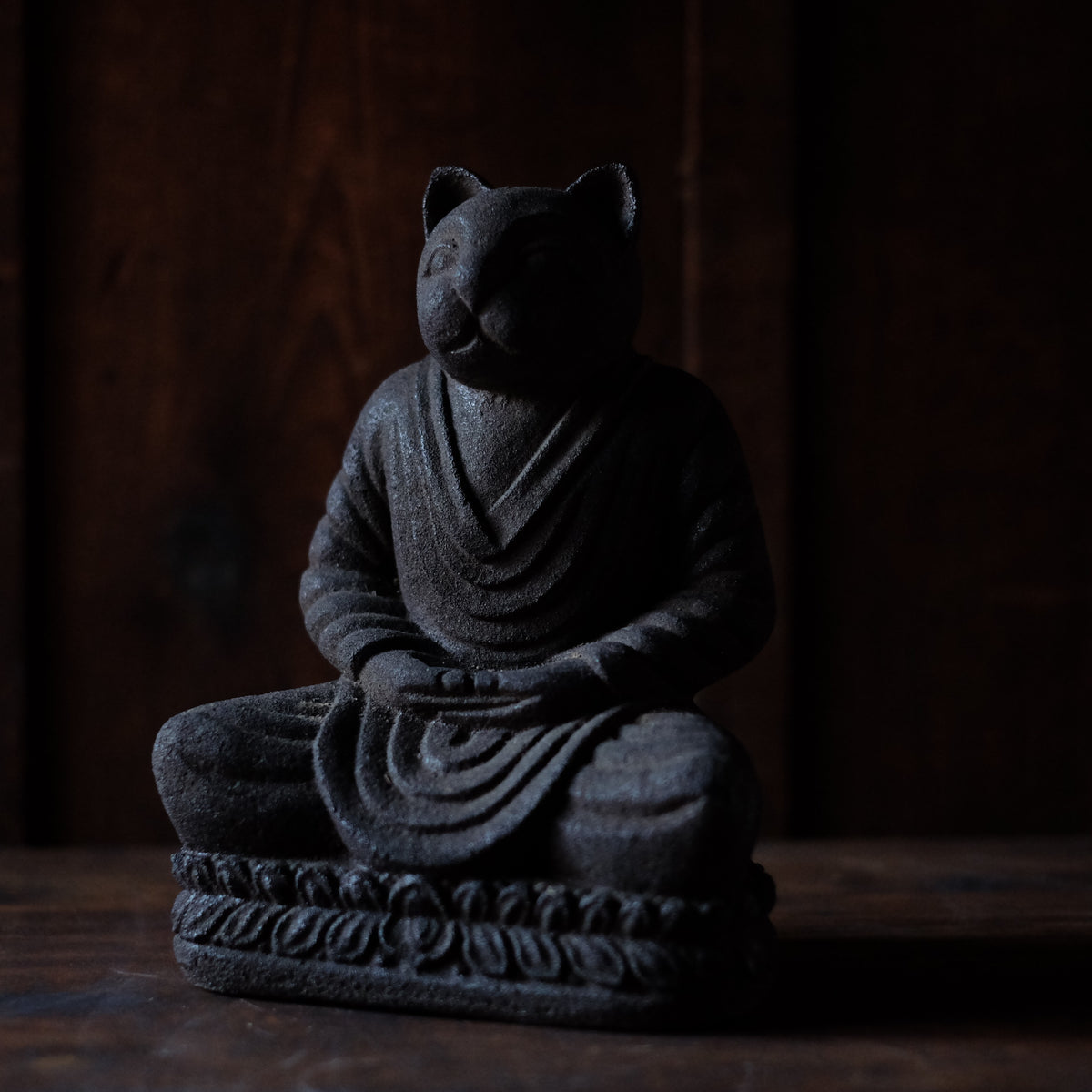 Japanese Sekibutsu Kitsune Fox Buddha Stone Statue | Zen Monk Meditation Sculpture | 20 cm