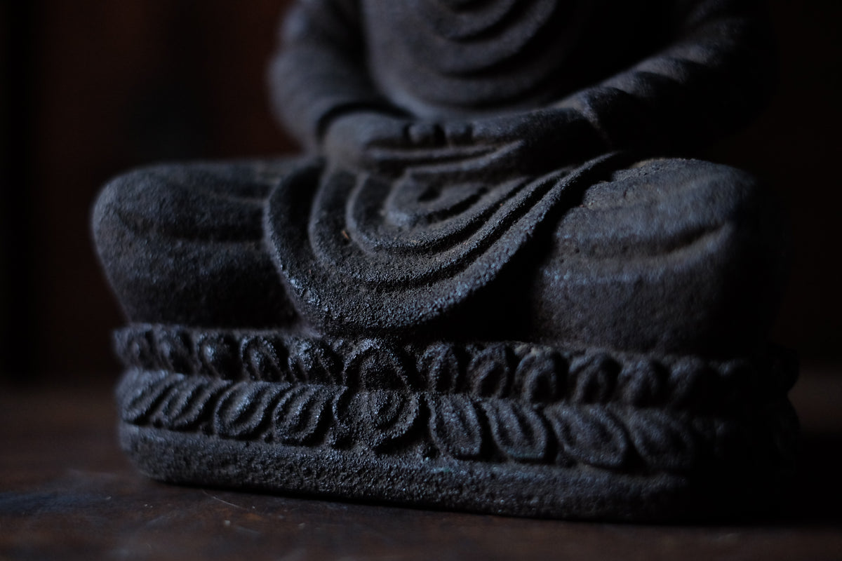 Japanese Sekibutsu Kitsune Fox Buddha Stone Statue | Zen Monk Meditation Sculpture | 20 cm