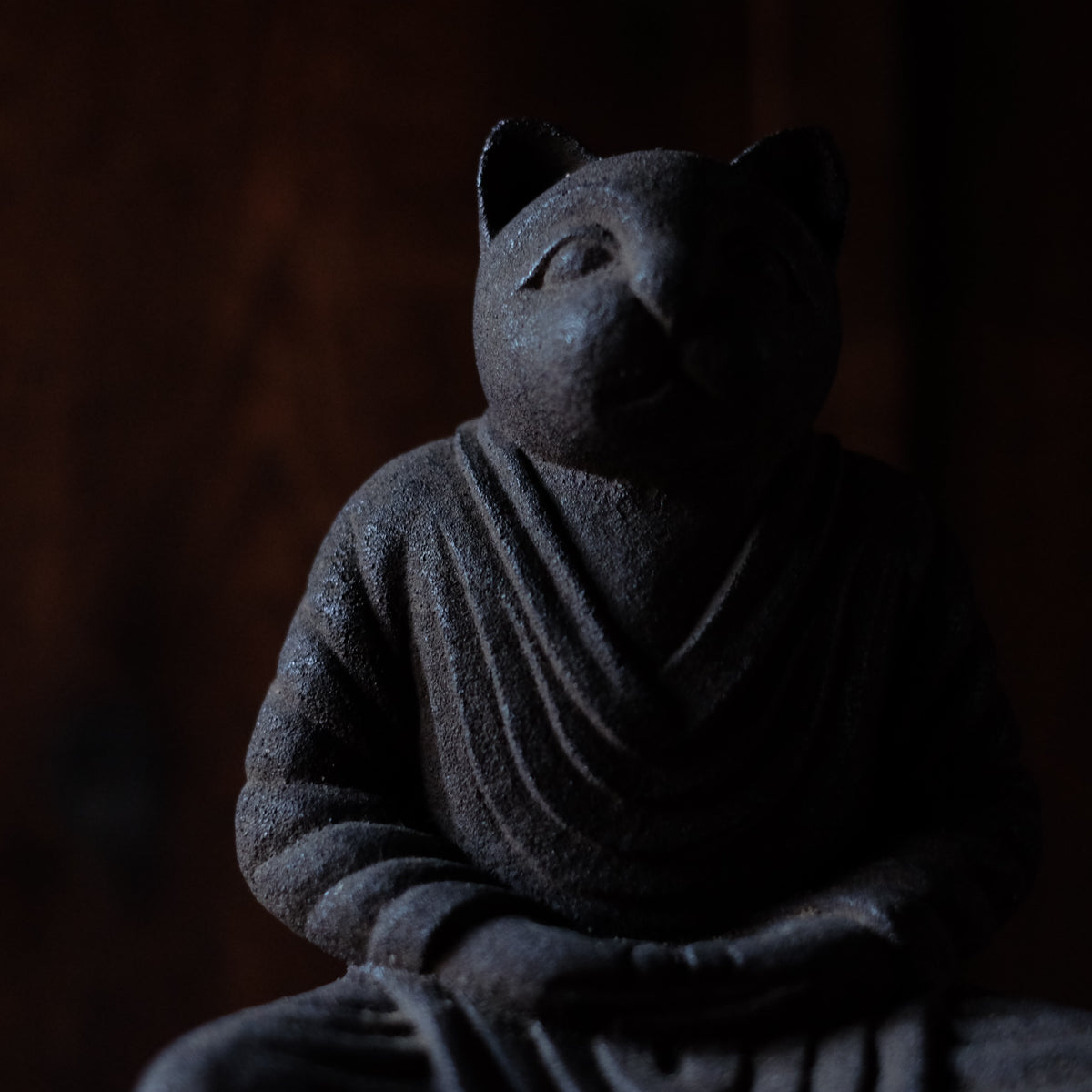 Japanese Sekibutsu Kitsune Fox Buddha Stone Statue | Zen Monk Meditation Sculpture | 20 cm