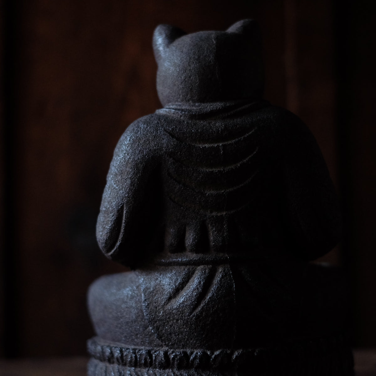 Japanese Sekibutsu Kitsune Fox Buddha Stone Statue | Zen Monk Meditation Sculpture | 20 cm