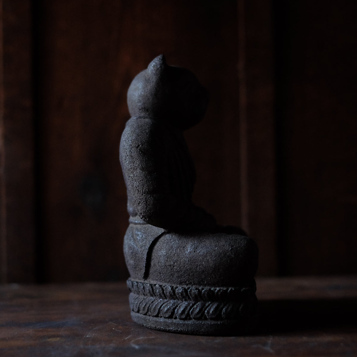 Japanese Sekibutsu Kitsune Fox Buddha Stone Statue | Zen Monk Meditation Sculpture | 20 cm