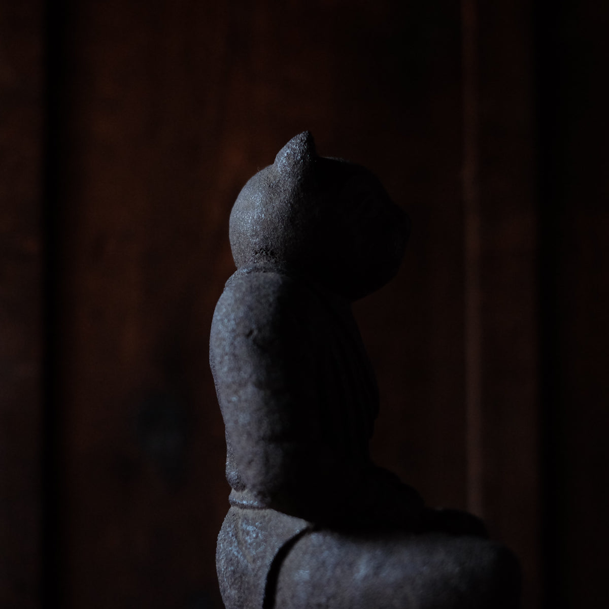 Japanese Sekibutsu Kitsune Fox Buddha Stone Statue | Zen Monk Meditation Sculpture | 20 cm