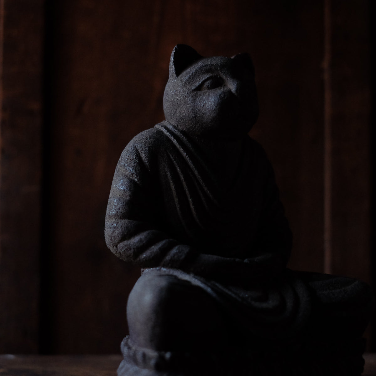 Japanese Sekibutsu Kitsune Fox Buddha Stone Statue | Zen Monk Meditation Sculpture | 20 cm