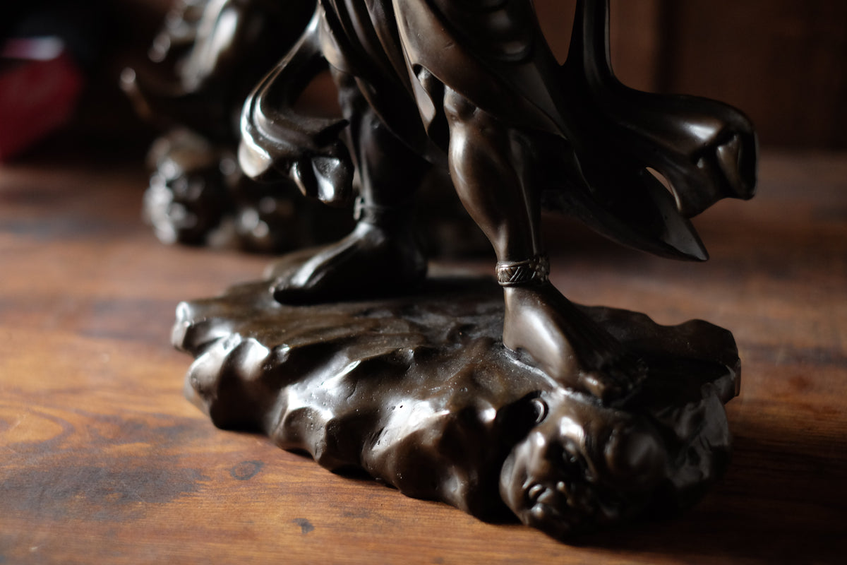 Japanese Bronze Nio Guardian Statues Pair, Agyo Ungyo Kongo Rikishi Buddhist Temple Sculpture, Vintage Protective Deity Art