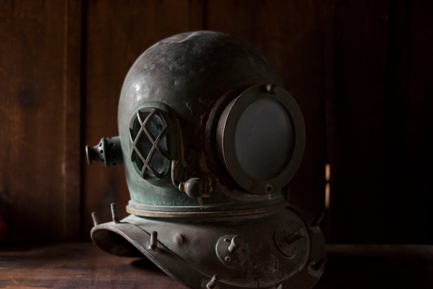 Antique Japanese TOA Diving Helmet Bronze Shōwa Era Commercial Diver Helmet Industrial Maritime Artifact Authentic Patina