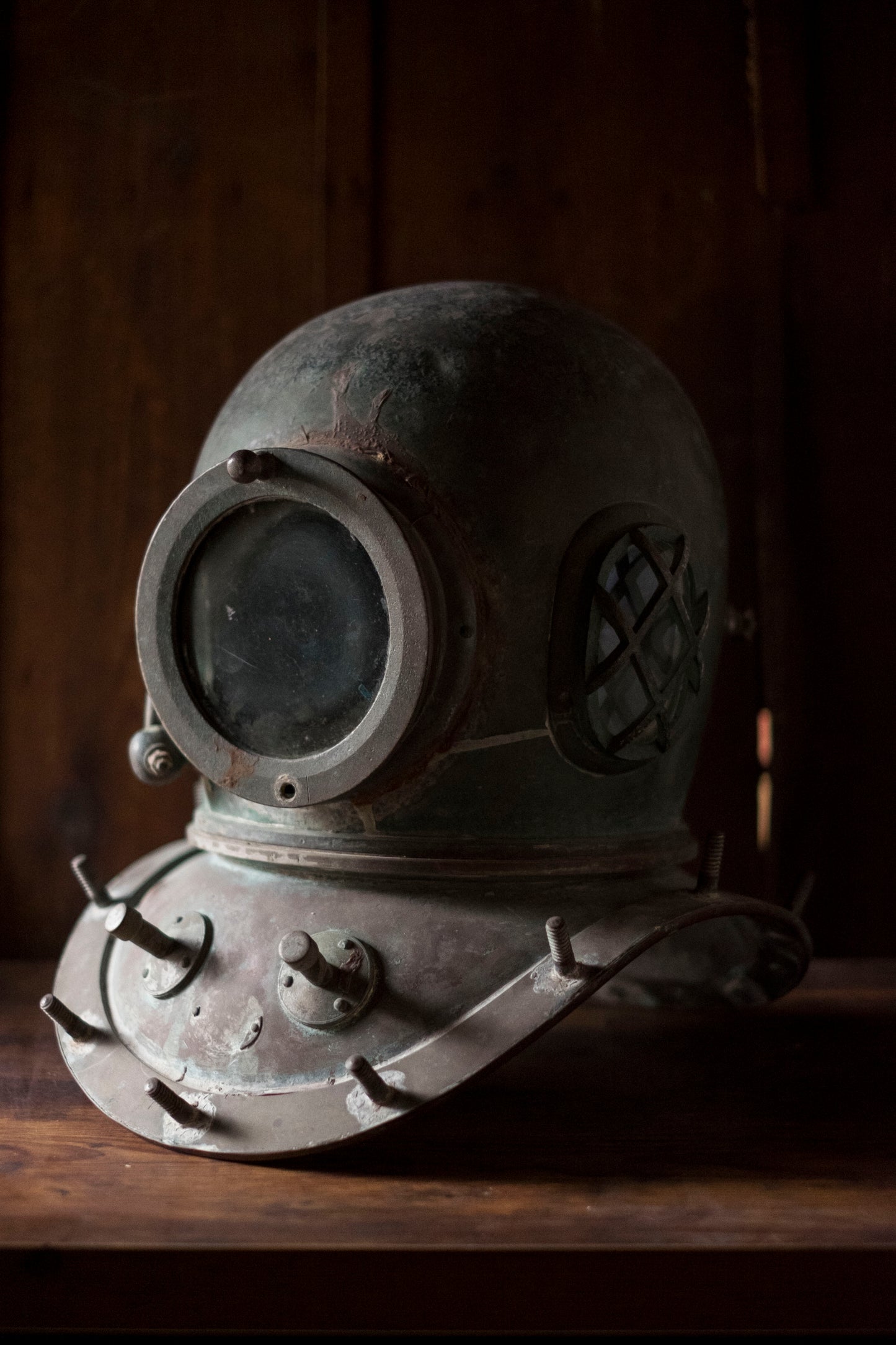Antique Japanese TOA Diving Helmet Bronze Shōwa Era Commercial Diver Helmet Industrial Maritime Artifact Authentic Patina