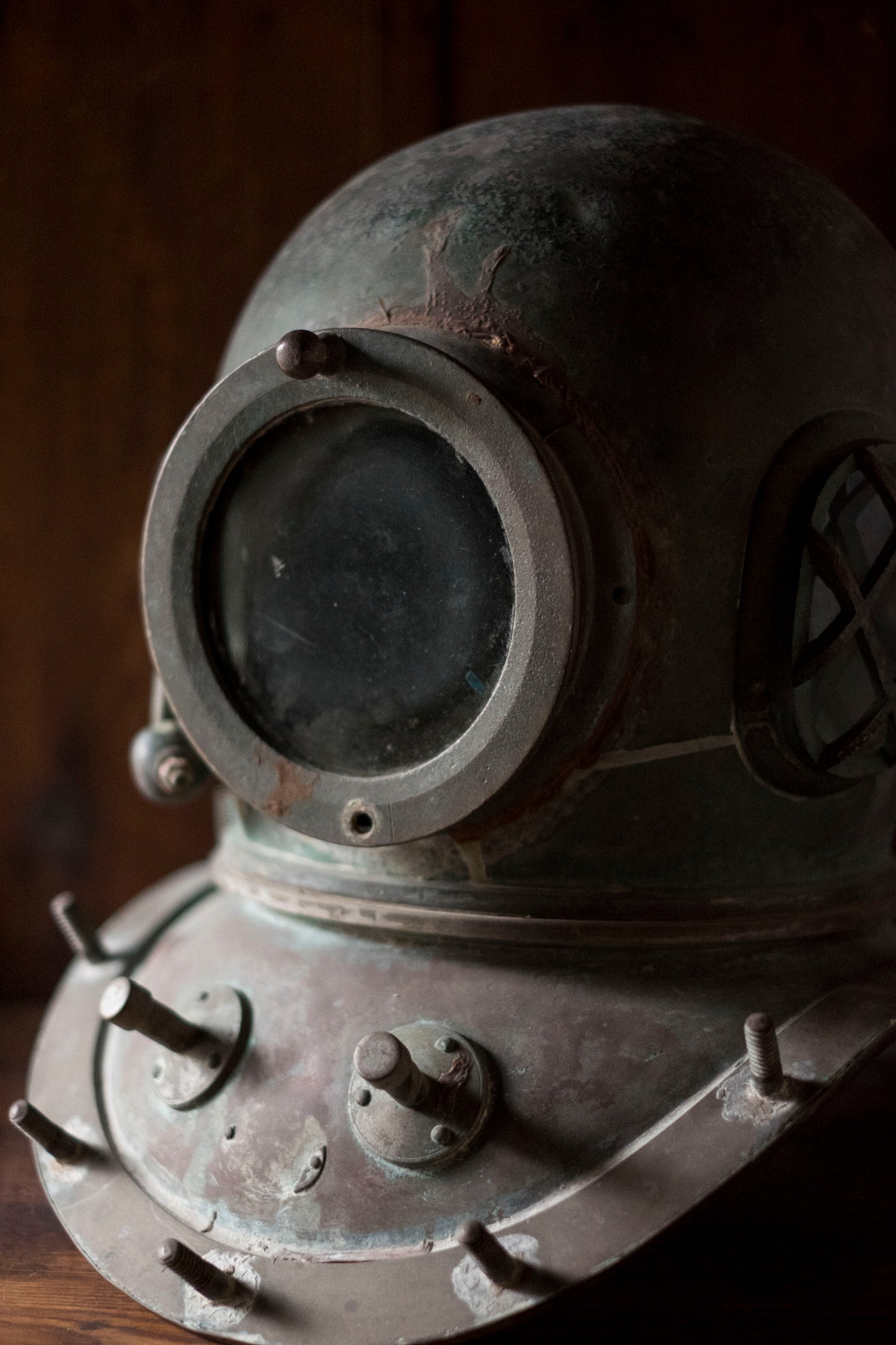 Antique Japanese TOA Diving Helmet Bronze Shōwa Era Commercial Diver Helmet Industrial Maritime Artifact Authentic Patina